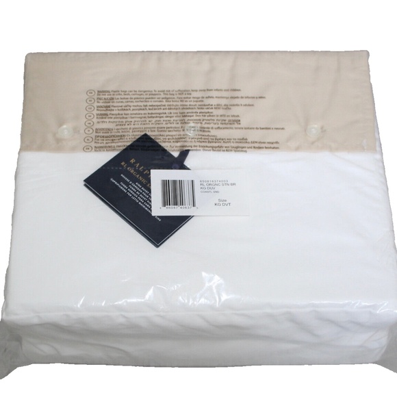 Ralph Lauren RL 624 Organic Cotton Sateen Border King Duvet Cover Coastal Sand - Picture 4 of 5